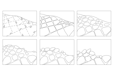 Etapes (6) de la formation d'un chaos granitique